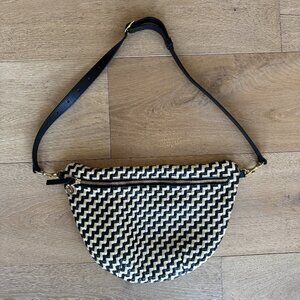 CLARE V GRANDE FANNY - BLACK & CREAM WOVEN ZIG-ZAG